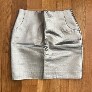 H&M metallic silver HIGH waisted pencil skirt. Size 8